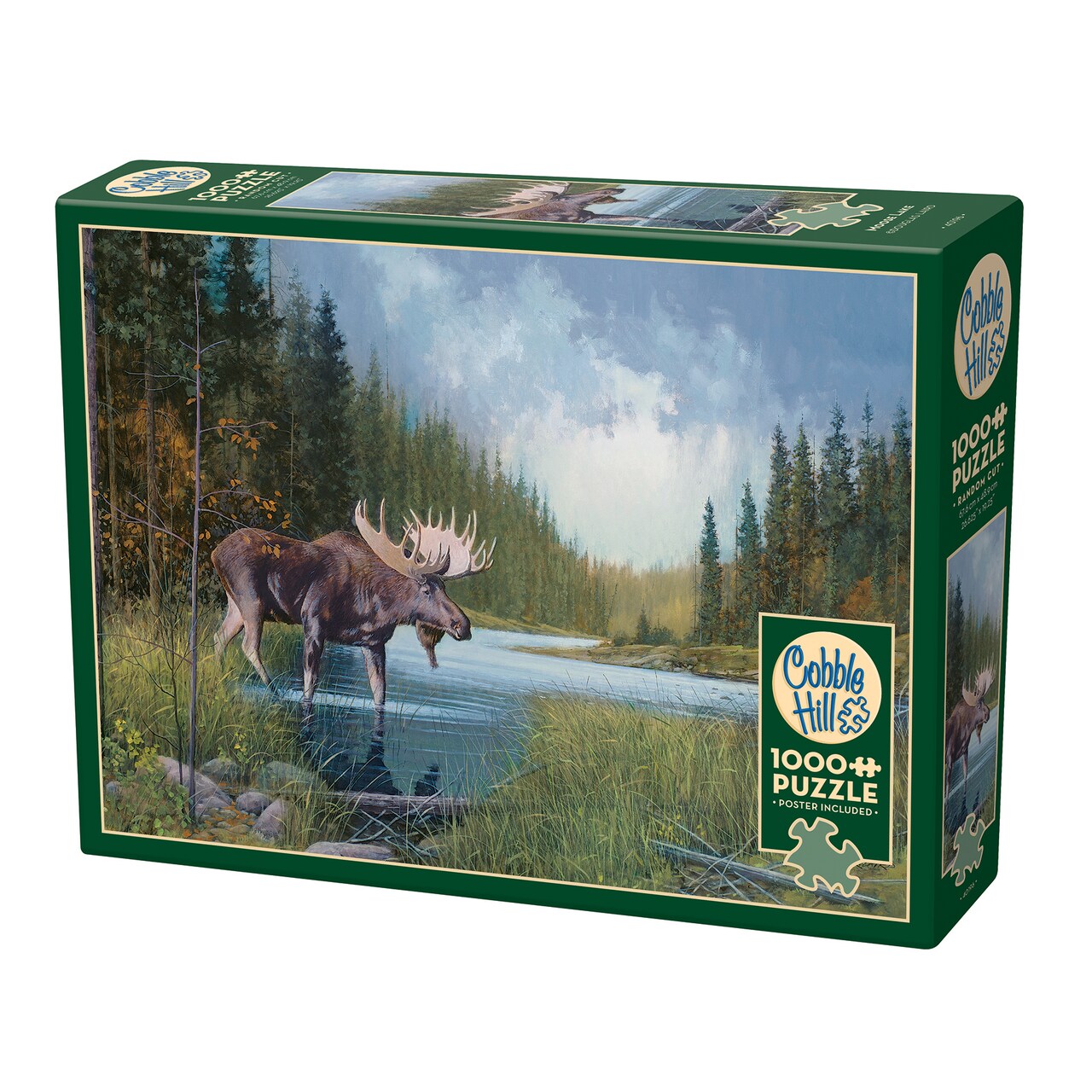 Cobble Hill 1000 Piece Puzzle: Moose Lake - Reference Poster Included, High Quality Jigsaw, Earth Friendly Materials